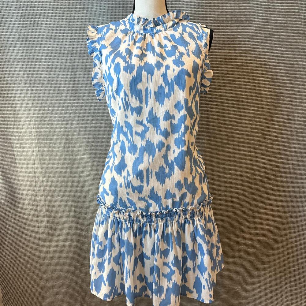 Blue and white mini dress